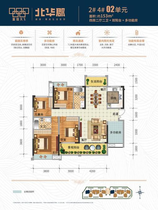 百嘉信富瑶天下北华郡4室2厅2卫153㎡户型图