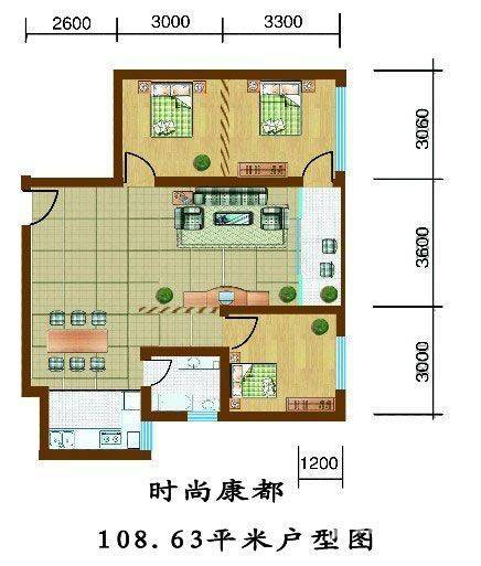 时尚康都普通住宅108㎡户型图