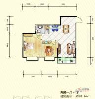 金芙蓉岳塘映象2室1厅1卫78.1㎡户型图