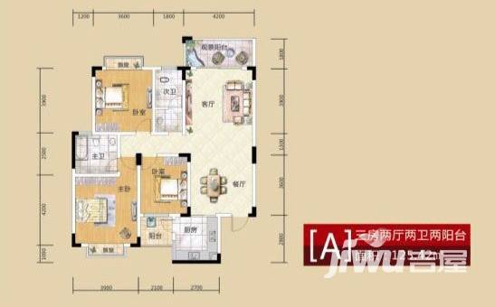 天一家园3室2厅2卫125.9㎡户型图